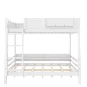 English Elm Full Pine Bunk Bed with Integrated Bookshelves Guardrails and Detachable Frame White W5316S00011