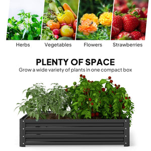 English Elm Outsunny Galvanized Steel Square Raised Garden Bed for Vegetables Herbs and Flowers W2225P485553