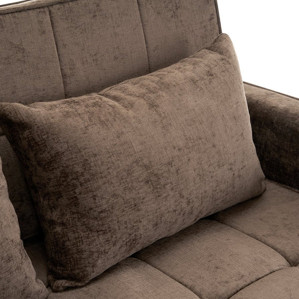 English Elm 56.9" Loveseat Sofa Bed with Chenille Upholstery, USB Ports, Phone Holder, Side Pockets, Reclining Backrest Brown N719P208853D