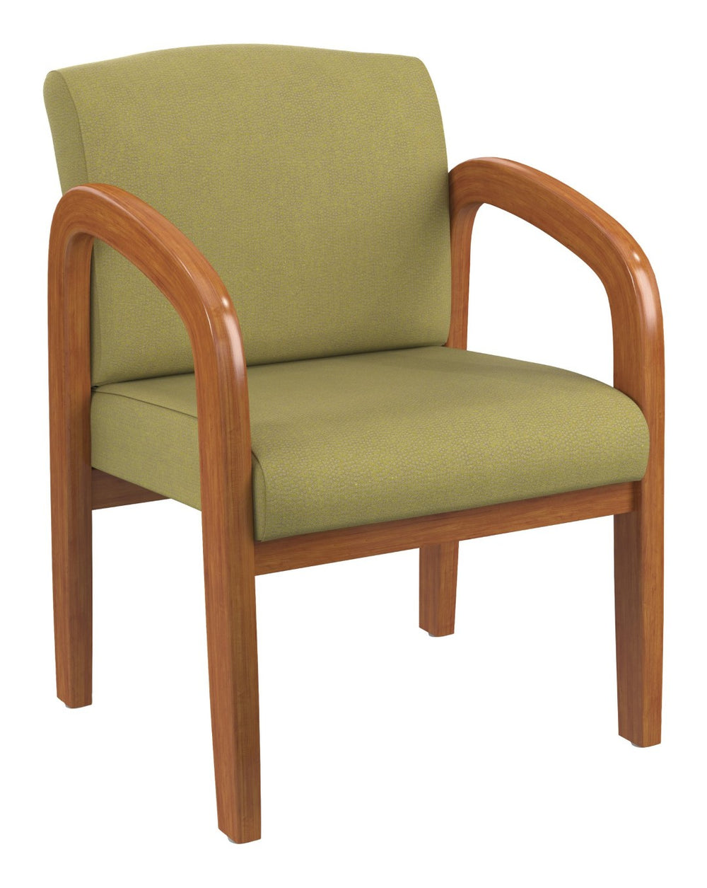 OSP Home Furnishings Medium Oak Wood Visitor Chair with Lumbar Support Taupe Upholstery for Office Waiting Areas WD380-K010