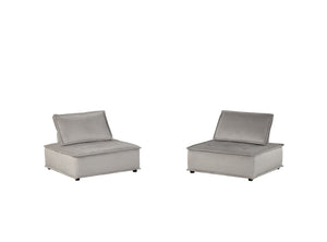 English Elm Aveline Velvet Tufted Modular Lounge Chair Set Armless Sectional for Living Room Light Gray B2749S00028