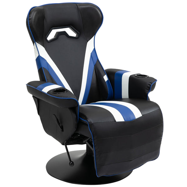 English Elm Vinsetto Racing-Style Gaming Recliner Chair with Lumbar Support, Footrest, Cup Holders, 360° Swivel Comfort W2225P249593