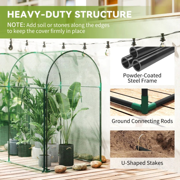 English Elm Spacious Garden Crop Cage with Steel Frame Hdpe Mesh Cover and Roll up Zippered Door T3971P468416