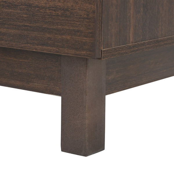 English Elm Modern Fluted 6 Drawer Dresser with Solid Wood Legs Japandi Chest for Bedroom Dark Brown N739S0000013D