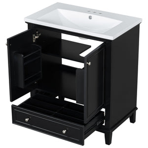 English Elm 30" Bathroom Vanity With Sink Combo - Modern Black Cabinet, Spacious Storage & Durable Design SY999606AAB-6
