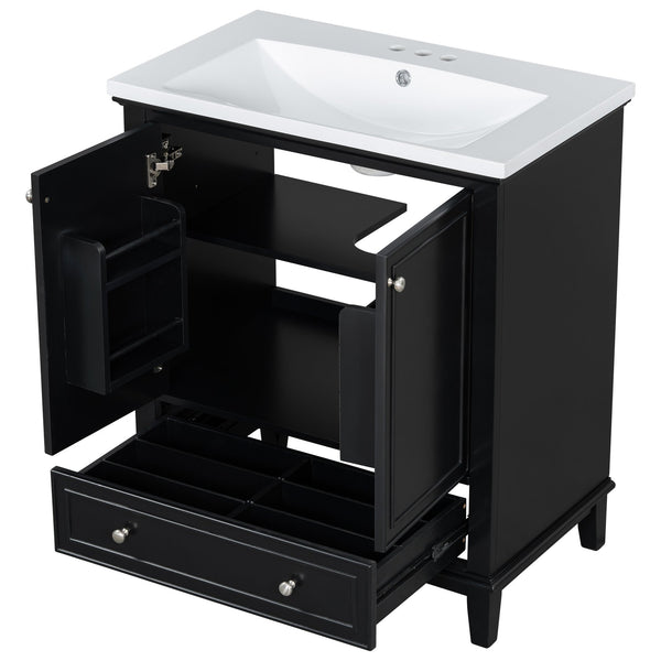 English Elm 30" Bathroom Vanity With Sink Combo - Modern Black Cabinet, Spacious Storage & Durable Design SY999606AAB-6