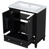 English Elm 30" Bathroom Vanity With Sink Combo, Multi-Functional Bathroom Cabinet With Doors and Drawer, Solid Frame and Mdf Board, Black