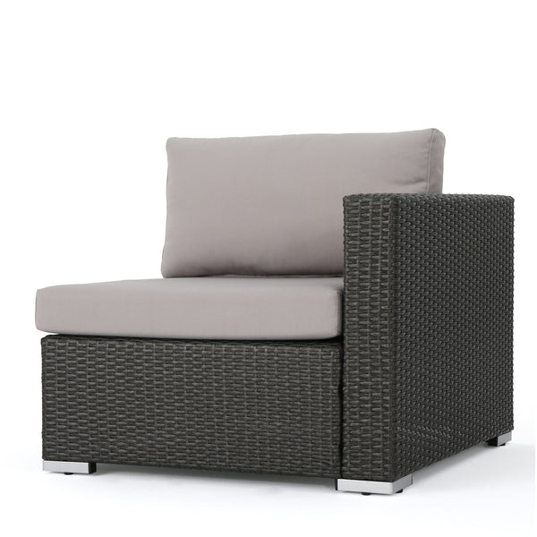 English Elm Christopher Knight Home® - SANTA SANTA ROSA Right Armchair Rattan Frame with Aluminum Accents — Weather-Resistant Stylish Seating Grey+Silver 65058.00ALUGRY