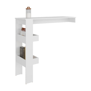 English Elm Bar Table 43.1" H with 3 Shelves White — Slim Space-Saving Engineered Wood Storage for Kitchen Bars B097P395880