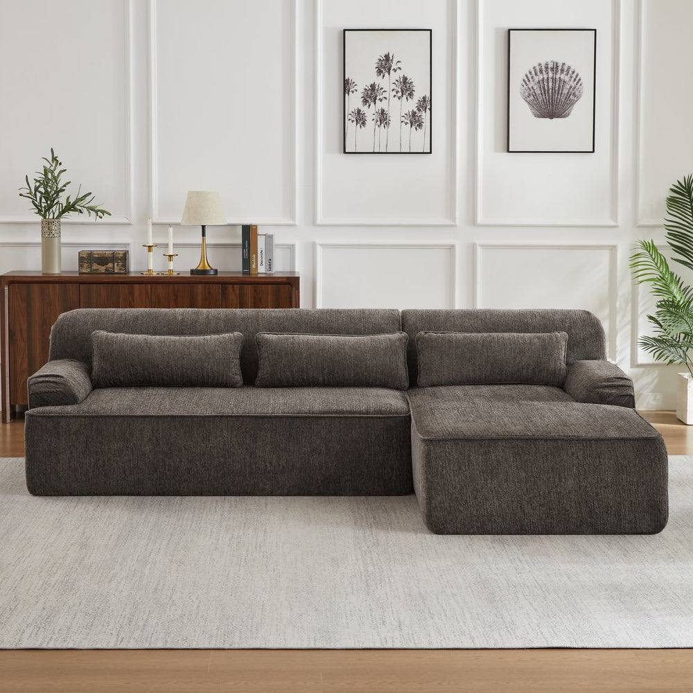 English Elm Chenille Oversized L-Shaped Sectional Sofa - Minimalist Design, Comfy Tufted Couch For Any Space W2339S00065