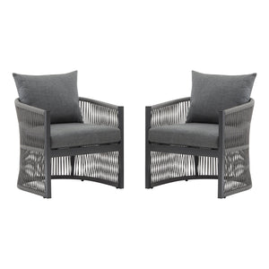 English Elm Christopher Knight Home® - [Set Of 2] Modern Gray Lounge Chairs With Curved Aluminum Frame & Cushions For Stylish Comfort Outdoors N767P237033G_2
