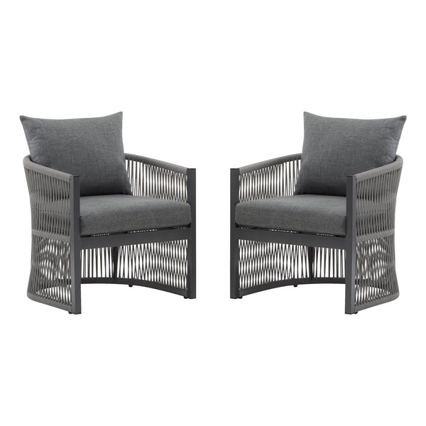 English Elm Christopher Knight Home® - [Set Of 2] Modern Gray Lounge Chairs With Curved Aluminum Frame & Cushions For Stylish Comfort Outdoors N767P237033G_2