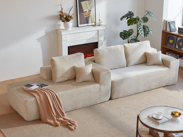 English Elm 104''cloud Modular Sectional Sofa Plush Upholstered Deep Seat L-shaped Living Room Couch W3975S00027