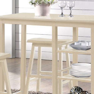 English Elm Buttermilk Counter Height 3-Piece Set with Open Shelves & Saddle Stools — Compact Durable Dining Solution B062P189105