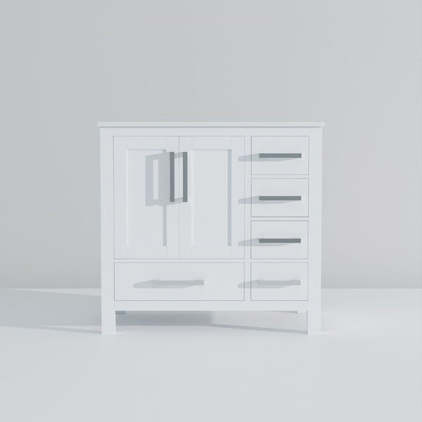 English Elm White Bath Vanity With White Quartz Top, Soft-Close Drawers, And Thoughtful Storage Solutions B2731P258814-GIGA