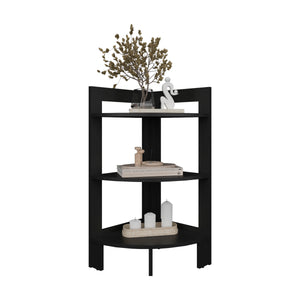 English Elm Side Table with 3 Shelves and 3 Legs — Compact 31.7" Engineered Wood Accent for Small Spaces, Modern Stylish Storage Black 34.25 L x 16.93 W x 2.76 H B097P250832
