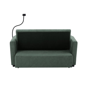 English Elm 55.9" Convertible Sleeper Loveseat with Usb Ports Cup Holders and Swivel Phone Mount N719P400685F