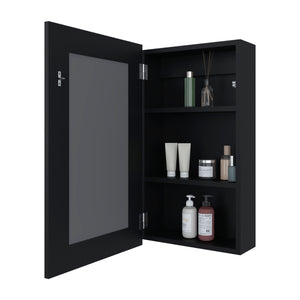 English Elm Parks Wall-Mounted Medicine Cabinet with Mirrored Door, Three Interior Shelves for Bathroom Storage Black 31.1 L x 19.3 W x 3.5 H B128P237175