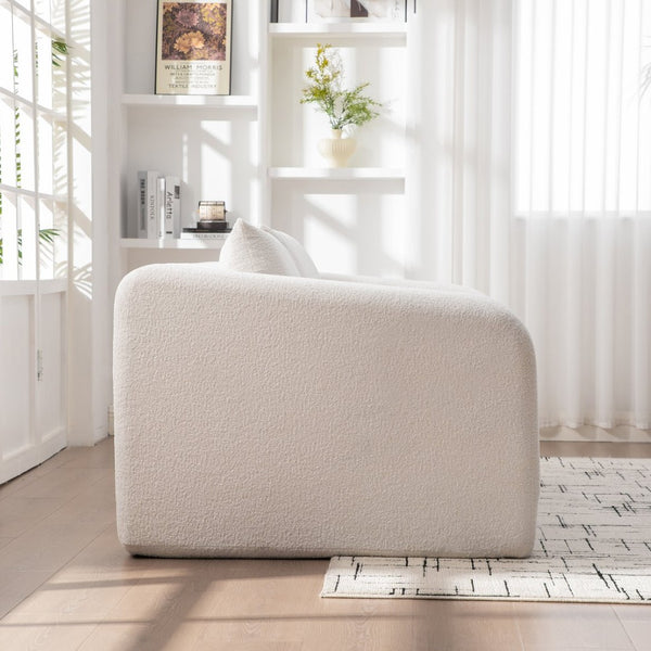 English Elm 71" Chenille Pull Out Sleeper Loveseat Convertible Floor Couch for Dorm or Guest Bedroom Ivory W3118P388899