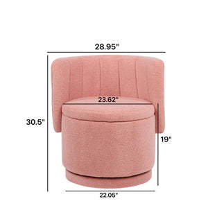 English Elm 360 Swivel Bouclé Sofa Chair with Hidden Storage Compartment, Ergonomic Plush Cushioning for Cozy Living Spaces Pink 28.75 L x 28 W x 20.5 H W1716P196479