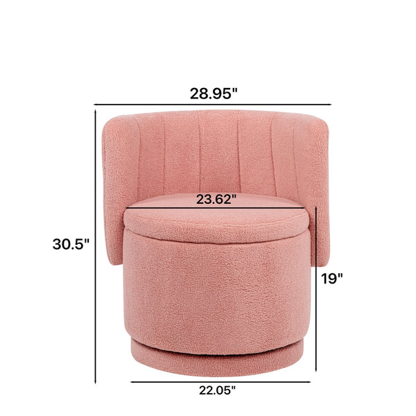English Elm 360 Swivel Bouclé Sofa Chair with Hidden Storage Compartment, Ergonomic Plush Cushioning for Cozy Living Spaces Pink 28.75 L x 28 W x 20.5 H W1716P196479