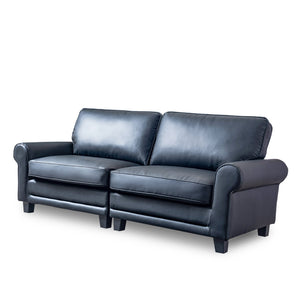 English Elm 75.6" Pets friendly Leather Rolled Arm Loveseat - Cat‑Scratch Resistant PU, Plush Cushions, Compact Black Sofa for Apartments W542P188787