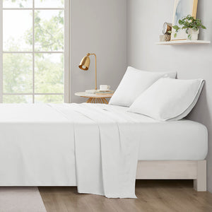 JLA Home Intelligent Design - All Season Soft Touch Sheet Set — Ultra-Soft Microfiber, Wrinkle-Resistant, OEKO-TEX Certified Comfort for Year-Round Use White ID20-144
