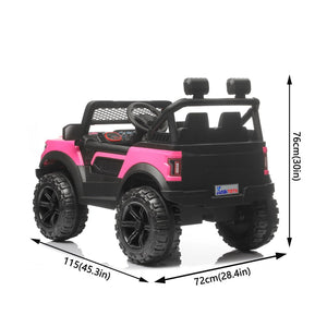 English Elm Kids 12v Dual Motor Off Road Ride on Truck with Remote Control Led Lights and Swing Pink W1760P426764
