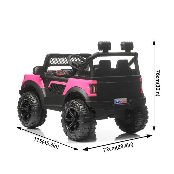 English Elm Kids 12v Dual Motor Off Road Ride on Truck with Remote Control Led Lights and Swing Pink W1760P426764