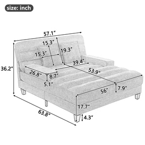 English Elm Modern Chaise Lounge Sofa with Adjustable 6-Position Backrest and App-Controlled RGB LED Lighting, Plush Chenille Upholstery Green N719P330968F