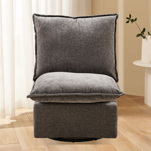 English Elm Detachable Chenille Swivel Rocking Chair with Ergonomic Curved Back, Metal Legs, Plush Comfort Dark Gray W1164P190848