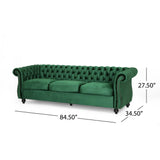 Christopher Knight Home® - Noble House - - Durable 3-Seater Emerald Velvet Sofa, Combining Luxurious Comfort With Timeless Design, Perfect For Elegant Living Spaces, Featuring Plush Upholstery For Relaxation And A Touch Of Sophisticated Style