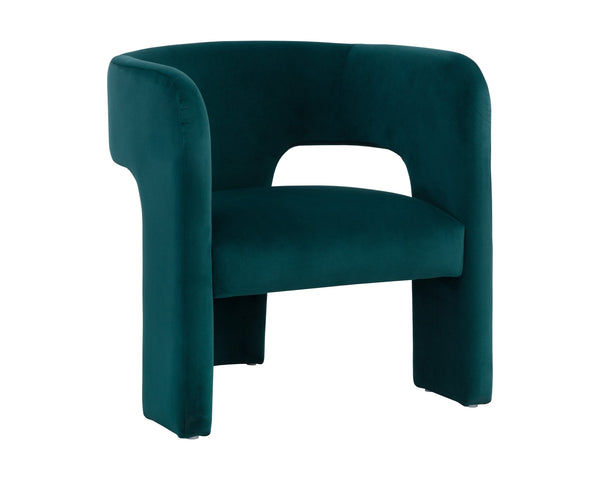 Sunpan Isidore Lounge Chair - Contemporary Comfort with Curved Backrest and Chic Boucle Fabric Design Meg Teal