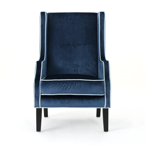 English Elm Christopher Knight Home® - CLUB Velvet Armchair with Tonal Piping and Two-Tone Upholstery, Plush Durable Craftsmanship, Cozy Statement Piece Blue 61443.00CLBL