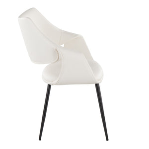 English Elm Chair Set of 2 White Faux Leather Seats with Angular Black Metal Legs Modern Dining B202P471315