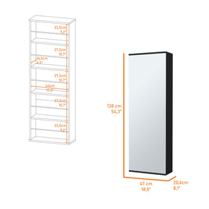 English Elm Connecticut Wall Mounted Shoe Rack with Mirror, 5 Shelves Holds 10 Pairs, Space-Saving Entryway Organizer B128P148901