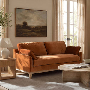 English Elm Pasadena Farmhouse Velvet Sofa with Rubberwood Base for Cozy Living Rooms B2719P479036