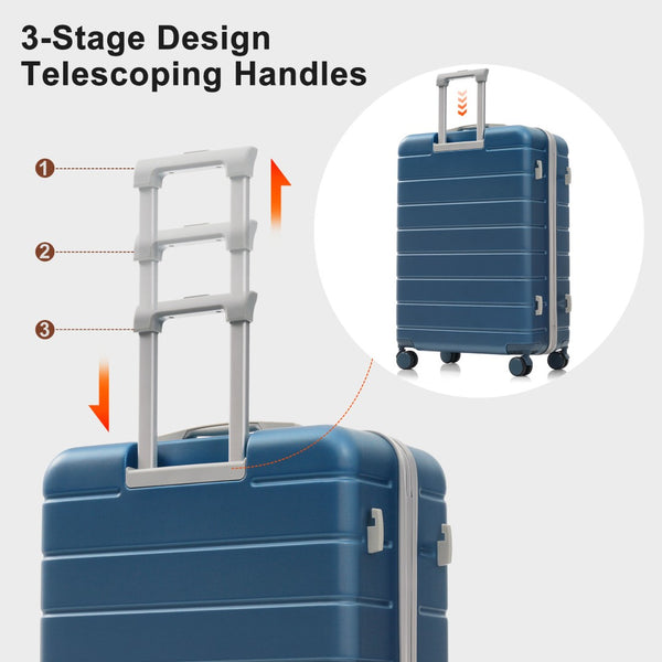 English Elm Premium Abs Hardshell 3 Piece Suitcase Set with Tsa Locks and Spinner Wheels Blue N726P296022C