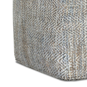 English Elm Nate Handwoven Cotton Square Pouf Artisan Footrest for Bohemian Living Rooms Gray B136P427595