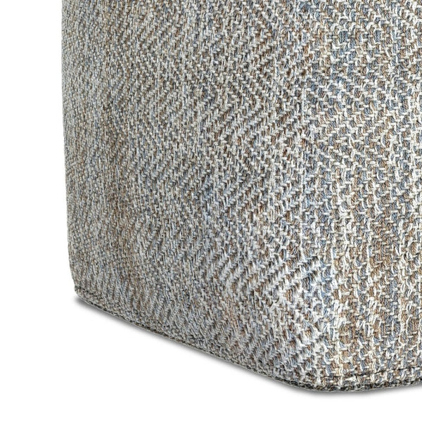English Elm Nate Handwoven Cotton Square Pouf Artisan Footrest for Bohemian Living Rooms Gray B136P427595