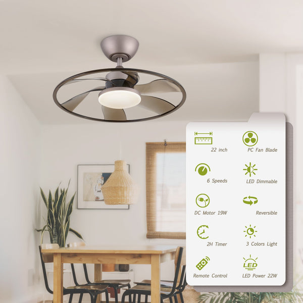English Elm Light Pro 22" Led Indoor Coffee Ceiling Fan With Remote - Smart Control, Energy-Efficient Design T3177P284012