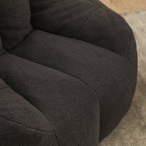 English Elm Bean Bag Chair Oversized Faux Fur Memory Foam Lounge Seat for Dorm or Living Room Dark Gray W2200P243727