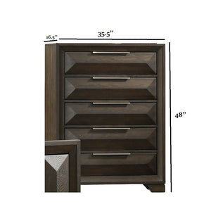 English Elm Transitional Espresso 5 Drawer Chest Dovetail Joinery Bracket Feet Bedroom Storage B2741P371018