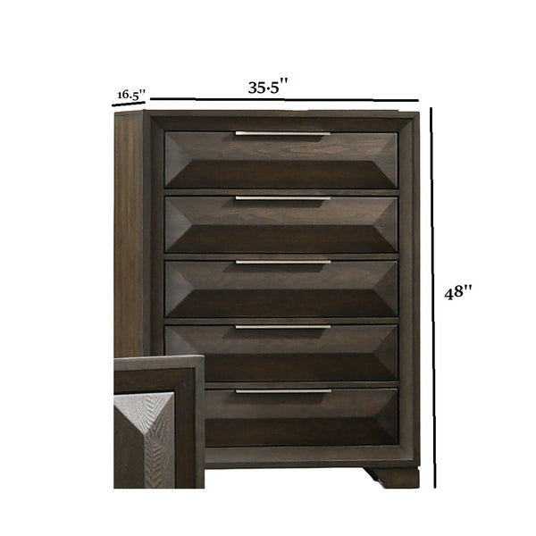 English Elm Transitional Espresso 5 Drawer Chest Dovetail Joinery Bracket Feet Bedroom Storage B2741P371018