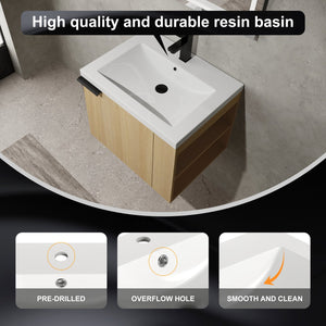 English Elm 24" Bathroom Vanity Sink Combo - Modern Oak Cabinet Set With Ample Storage & Soft-Close Doors W1972P204941