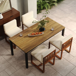 English Elm Christopher Knight Home® - Patio 5-Piece Dining Set: Elegant Acacia Wood Table & Chairs In Warm Teak Finish For Outdoors N779P195372B-2_64274.00