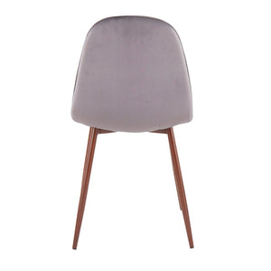 English Elm Mid-century Modern Dining Chairs with Wood Slat Back and Upholstered Seat Set of 2 Grey B202P223638