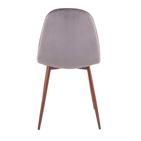 English Elm Mid-century Modern Dining Chairs with Wood Slat Back and Upholstered Seat Set of 2 Grey B202P223638