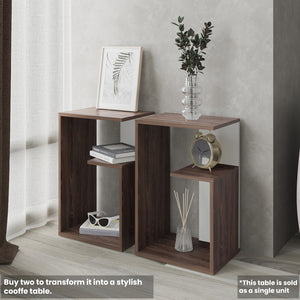 English Elm Side Table Sallis — Compact Engineered Wood Accent Table with Open Shelf, Portable Space-Saving Design Multi B092P309176