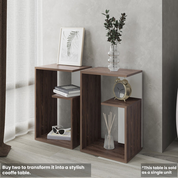 English Elm Side Table Sallis — Compact Engineered Wood Accent Table with Open Shelf, Portable Space-Saving Design Multi B092P309176